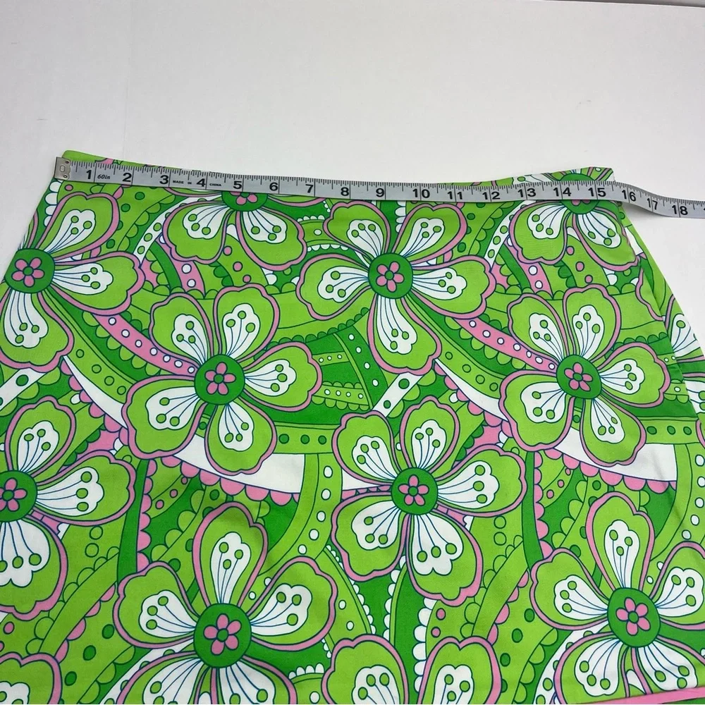Island Republic Green Pink White Floral Skirt‎ Womens Size 8 Preppy Side Zip NEW